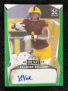 Xazavian Valladay 2023 Leaf Draft #BA-XV1 Auto Green Arizona State Sun Devils - Foto 1 di 2