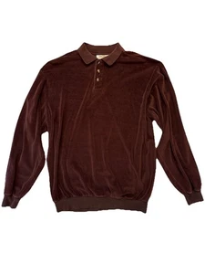 Vintage 70er Norm Thompson Frottee Velour Kragen braun Langarm Hemd XL - Bild 1 von 7