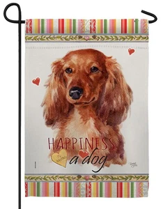 Langhaar Dackel sublimiert Gartenfahne - Bild 1 von 1