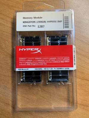 Kingston Hyperx Impact HX318LS11IBK2/16 SODIMM (2x8GB) Kit DDR3L No ECC/Unbuf Foto 1 de 3
