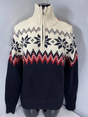 Dale Of Norway Womens Sweater Black/Red/Ivory Size M Myking Wool Half Zip Top - Image 1 of 4