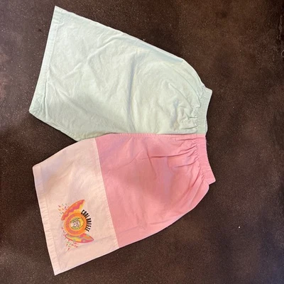 复古 Cool Breeze 霓虹粉色/绿色短裤中号 1986 100% 棉 — 第 1/4 张图片