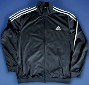Adidas Men’s Track Jacket XL Black White 3-Stripes Full Zip Athletic Sportswear - Picture 1 of 8