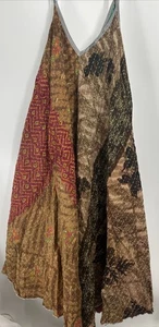 Kantha Maxi Dress Kaftan One Size Boho Stitching Hippie V Neck Brand New Plus - Picture 1 of 5