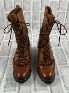 Avonite Boots Womens 9” Long Brown Leather Lace Up Hypalon Oil Resistant Dupont - Picture 1 of 9