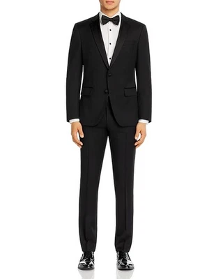 Hugo Boss Mens Slim fit Tuxedo Jacket Blazer 42 L Black Solid Stretch - Image 1 of 4