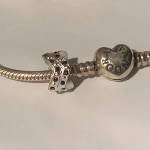 Chevron with Red Charm Bead Suits Pandora Bracelet Mom Wife Daughter Gift NEW - Picture 1 of 4