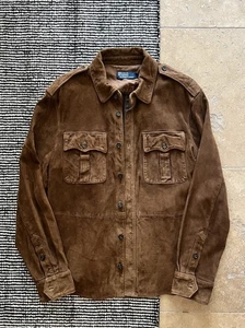 New Polo Ralph Lauren Brown Luxe Suede Shirt Jacket - Large L NWT $1,000 MSRP - Picture 1 of 9