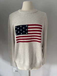 Suéter Lands’ End Drifter Mujer’s L 14-16 Bandera Americana Cuello Redondo Avena Nuevo - Imagen 1 de 14