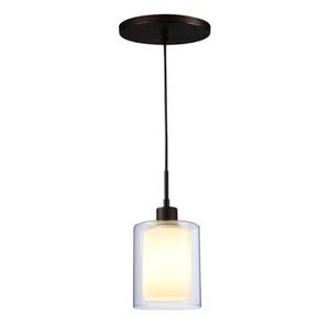 Woodbridge Lighting Alaina 1 Light Mini Pendant in Bronze/Opal Glass - Picture 1 of 1