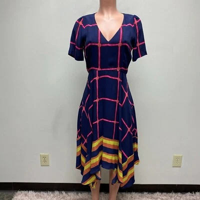 HD In Paris Blue Short Sleeve V-Neck Flounce Handkerchief Hem Midi Dress 0 - Image 1 of 4