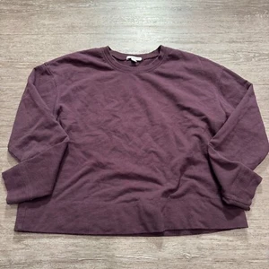 James Perse Sweater Womens 1 Maroon Top French Terry Fleece Crop Crew Neck - Picture 1 of 6
