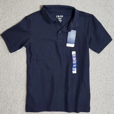 Izod Boys' Double-Stretch 10 / 12 Polo Shirt Navy Blue Short Sleeve New W/ Tags - Image 1 of 4