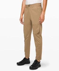 Lululemon Men's Mile View Khaki Tan Flat Front Chino Pants 36x30 - Picture 1 of 11