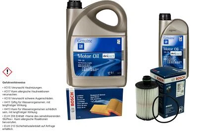 BOSCH Inspektionspaket 6 L GM Motoröl dexos2 5W-30 für Opel Antara 2.2 CDTi - Bild 1 von 4