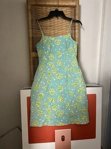 Lilly Pulitzer Sz 6 Sun Dress Spaghetti Strap Mosaic Sea Turtle Aqua Blue Green - Picture 1 of 6