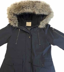 Lucky Brand $298 Dark Indigo Faux Fur Hood Womens Parka Coat Size Small - Picture 1 of 10
