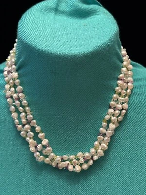 14k Clasp  Strand Pearl aquamarine peridot Amethyst Torsade Necklace 99 Grams - Image 1 of 4