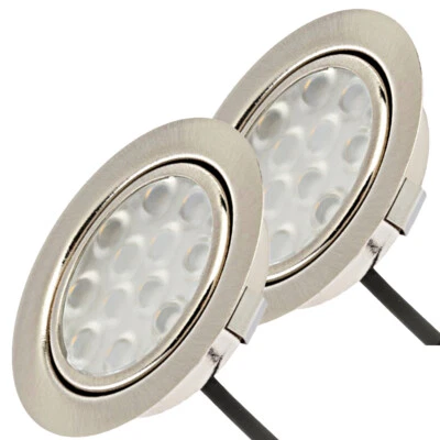 2 Stück LED Möbel Einbauleuchten 12V | 3,0W | Einbautiefe 12mm | Mini-Verteiler - Bild 1 von 4