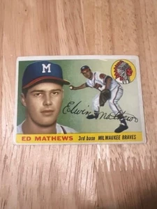 1956 Topps - Eddie Mathews #107 White Back - Picture 1 of 2
