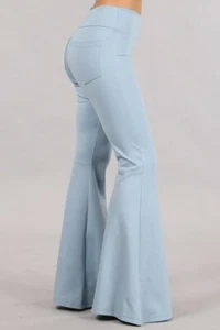 Chatoyant Plus Size Ponte Flare Bell Bottoms with Pockets Cool Blue 2XL - Picture 1 of 4
