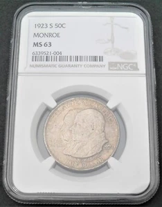 1923-S  Monroe  50 C , NGC  MS 63  , nice silver coin         #1096 - Picture 1 of 4