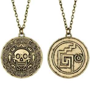 Pirates of the Caribbean Inspired Cursed Aztec Coin Medallion Necklace - Picture 1 of 21