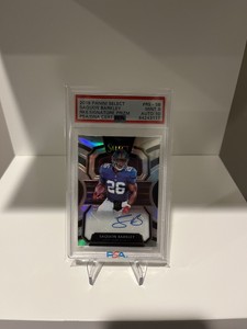 2018 Panini Select Silver Prizm #1 Saquon Barkley Rookie AUTO /25 PSA 9 AUTO 10