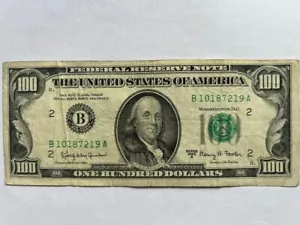 l963A series $100 dollar bill Federal Reserve Note New York serial B10187219A - Picture 1 of 2