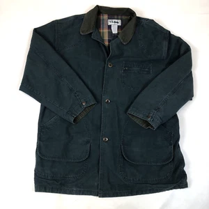 Vintage LL Bean Adirondack Barn Field Coat Mens Green Lined Chore Button Jacket - Picture 1 of 9