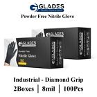 100 Pcs Black Diamond Grip Nitrile Glove 8 Mil Heavy Duty Powder Free X-large