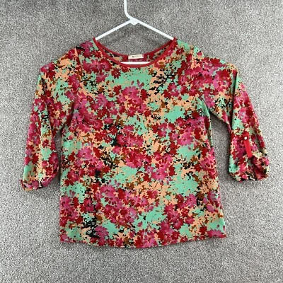 Blusa suéter Everly para mujer talla mediana rosa multicolor floral manga 3/4 Foto 1 de 4