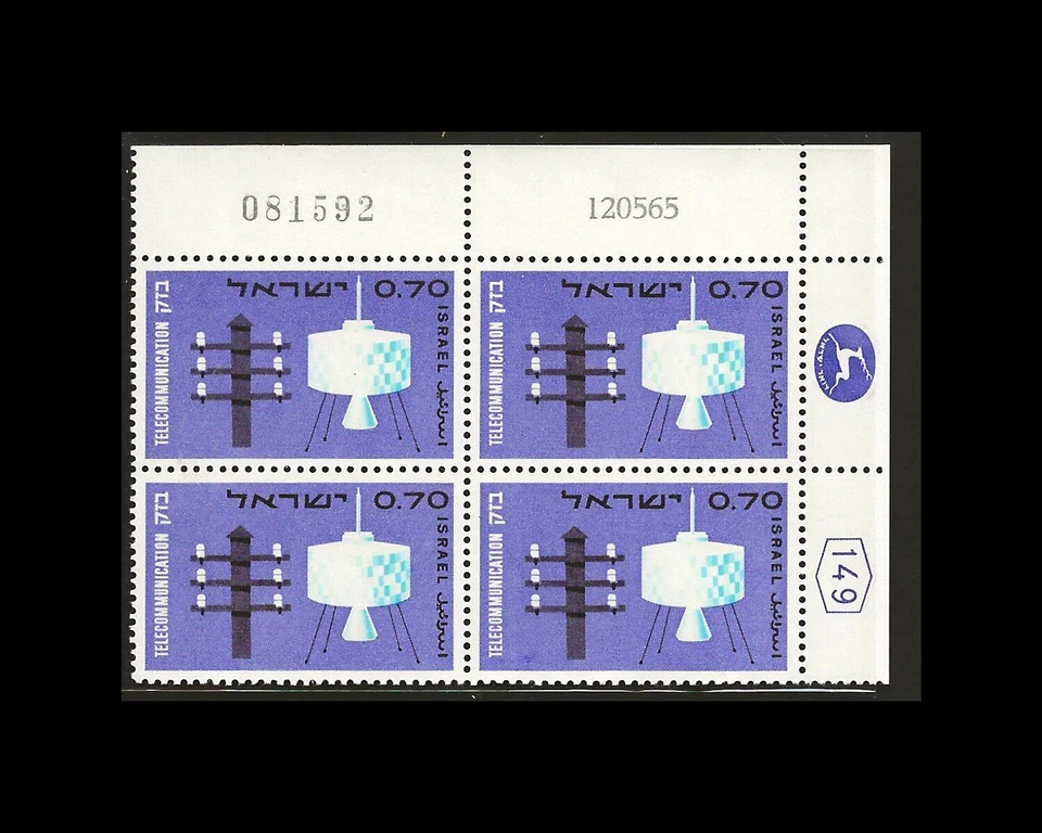 ISRAEL 1965 INTERNATIONAL TELECOMMUNICATION UNION (ITU) PLATE BLOCK MNH - Image 1 of 1