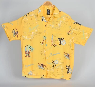 Camisa Hawaiana Vintage Warner Bros Studio Store Diablo Tazmaniano Amarilla XS Surf Foto 1 de 4