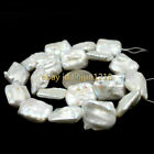 Blan de perles perles rectangle de qualité AA Reborn baroque eau douce 15" 15x20 mm