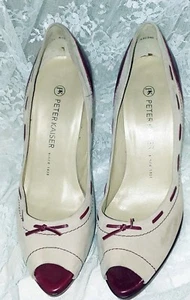 Peter Kaiser Women's Shoes Size 7M  Beige/Burgundy  4.5" Heels  German Made - Picture 1 of 6