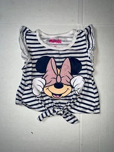 Preowned- Disney Minnie Mouse Sleeveless Striped Graphic Top Girls (Size 3T) - Picture 1 of 4