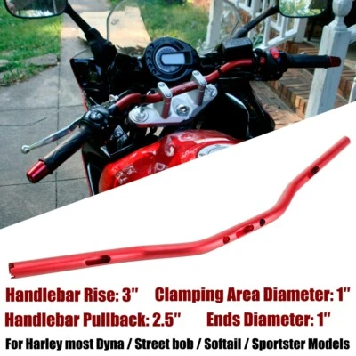 Manillar de 1" 25 mm para Harley Dyna Street Bob Softail Sportster XL883/1200 Foto 1 de 4