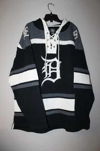 New MLB Detroit Tigers old time jersey style mid weight cotton hoodie men L Cover