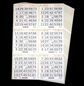 BINGO PAPER Cards sheets 6 on 4 Tan Border DAB ALL 75 - 25 packs - Picture 1 of 3