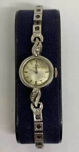 Lunetta Diamante Vintage Omega 14k Oro Bianco Meccanica Con Bracciale Speidel 10k GF - Foto 1 di 12