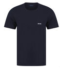 Hugo Boss Mens T-Shirt Embroidered BOSS Crew Neck Stretch Cotton Tee Navy Blue