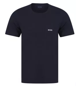 T-shirt uomo Hugo Boss ricamata BOSS girocollo cotone elasticizzato maglietta blu navy - Foto 1 di 8
