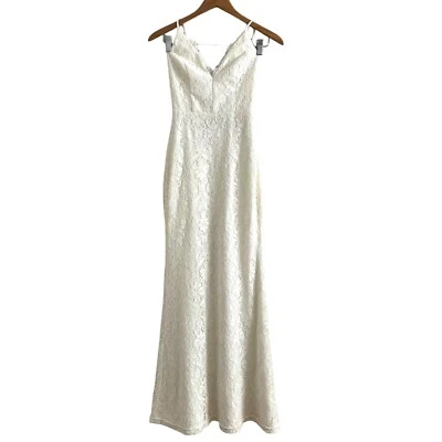 Maxi Vestido Lulus Blanco Encaje XS Sin Espalda Novia Despedida de Soltera Playa Vestido de Boda  Foto 1 de 4