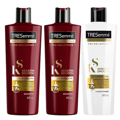 Tresemme Keratin Smooth Pro Collection 2 Shampoo and 1 Conditioner Set 3 x 400ml - Image 1 of 4