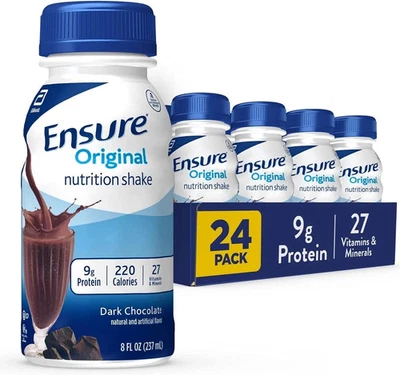 (Paquete de 24) Batido Nutricional Ensure Original Chocolate Oscuro, Reemplazo de Comida, 8oz Foto 1 de 4