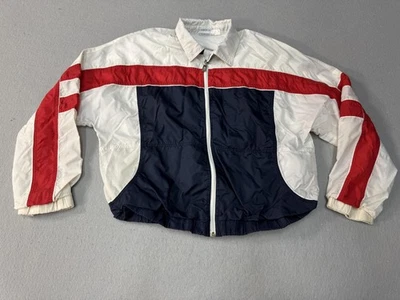 Vintage Tail Windbreaker Womens Medium White Red Navy Colorblock Zip Jacket 90s - Image 1 of 4