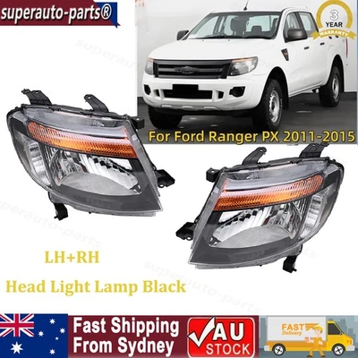 NEW Pair LH+RH Head Light Lamp Black For Ford Ranger PX 11~15 XL XLS Wildtrak - image 1 of 4