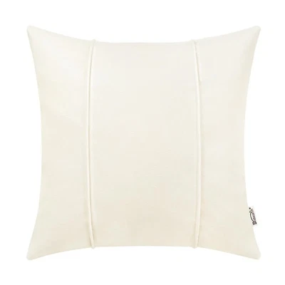Cream Leather Throw Pillow Covers 16 X 16 Inches - Faux Leather Pillow Cover ... - Image 1 of 4