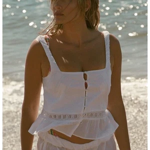 NWT DJERF AVENUE x FRANIES BIKINIS Airy Poplin Buttoned Top White Small - Picture 1 of 6